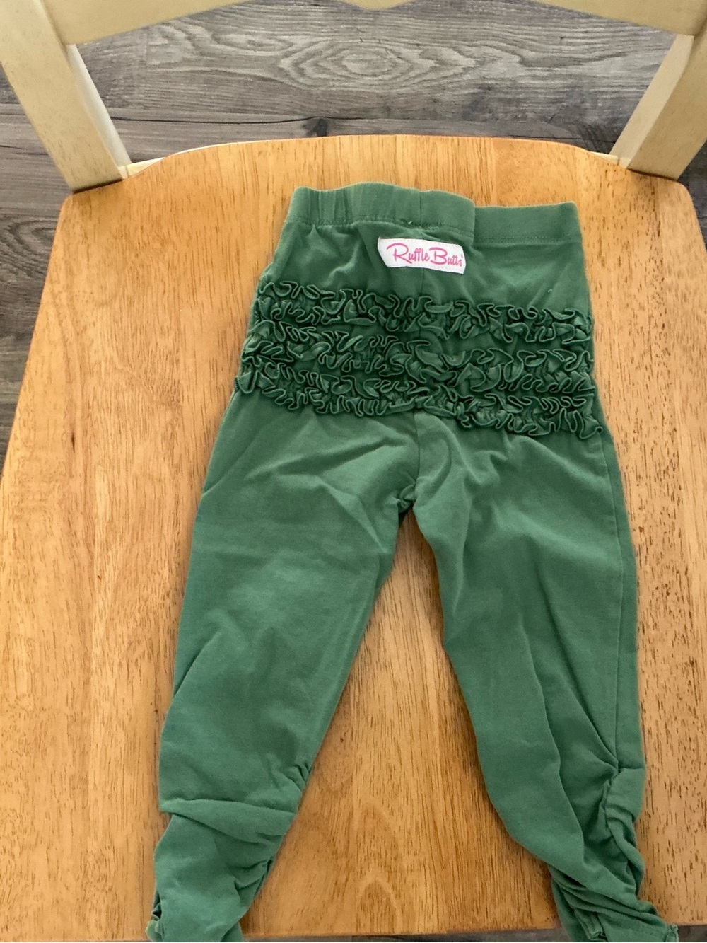Ruffle Butts Olive Green Ruffle Back Leggings